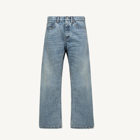 Faded Blue Mid Waist Organic Cotton Loose Fit Denim Jeans Unisex