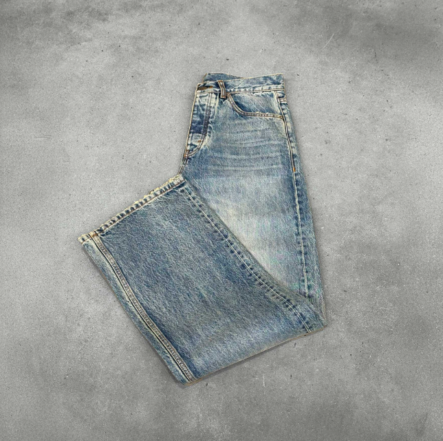Faded Blue Mid Waist Organic Cotton Loose Fit Denim Jeans Unisex