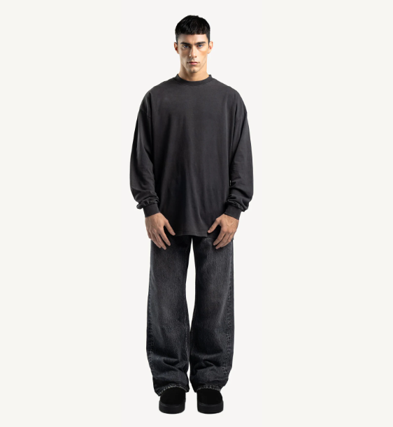Faded Black Mid Waist Organic Cotton Loose Fit Denim Jeans Unisex