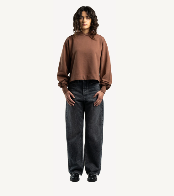 Faded Black Mid Waist Organic Cotton Loose Fit Denim Jeans Unisex