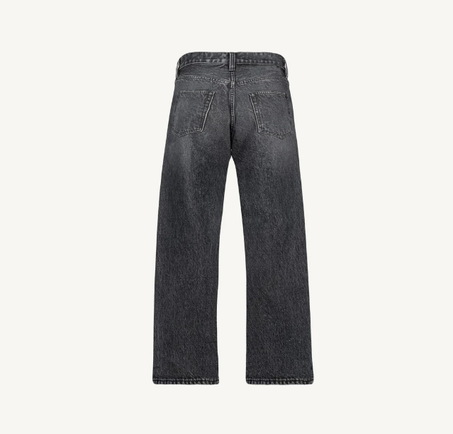 Faded Black Mid Waist Organic Cotton Loose Fit Denim Jeans Unisex