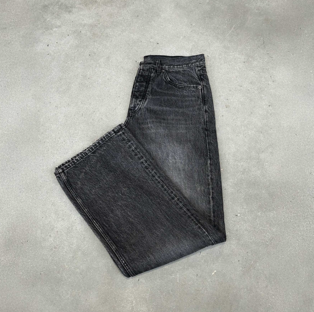 Faded Black Mid Waist Organic Cotton Loose Fit Denim Jeans Unisex