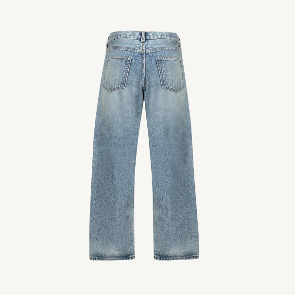 Faded Blue Mid Waist Organic Cotton Loose Fit Denim Jeans Unisex