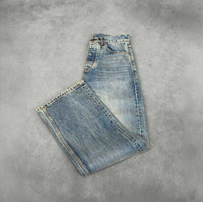 Faded Blue Mid Waist Organic Cotton Loose Fit Denim Jeans Unisex