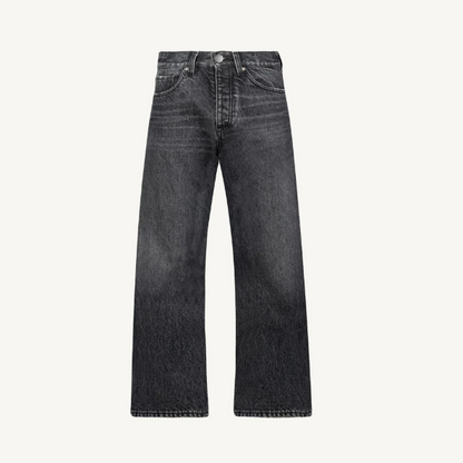 Faded Black Mid Waist Organic Cotton Loose Fit Denim Jeans Unisex