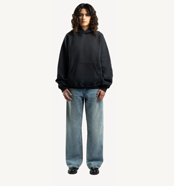 Faded Blue Mid Waist Organic Cotton Loose Fit Denim Jeans Unisex