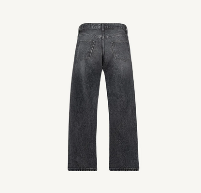 Faded Black Mid Waist Organic Cotton Loose Fit Denim Jeans Unisex