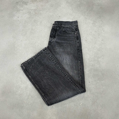 Faded Black Mid Waist Organic Cotton Loose Fit Denim Jeans Unisex